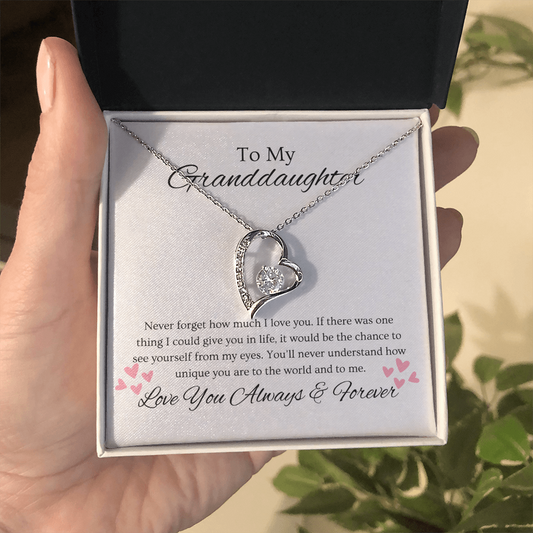 Granddaughter, Never Forget Heart Necklace -0004