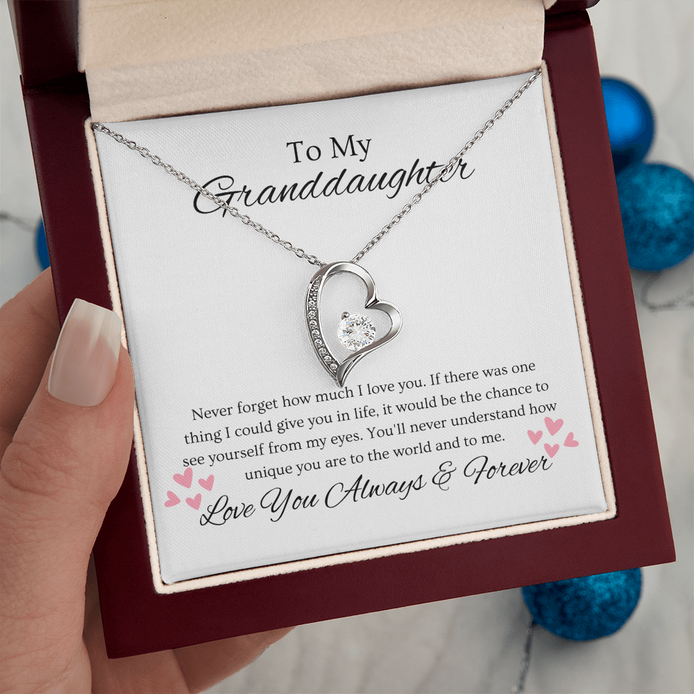 Granddaughter, Never Forget  Heart Necklace -0004