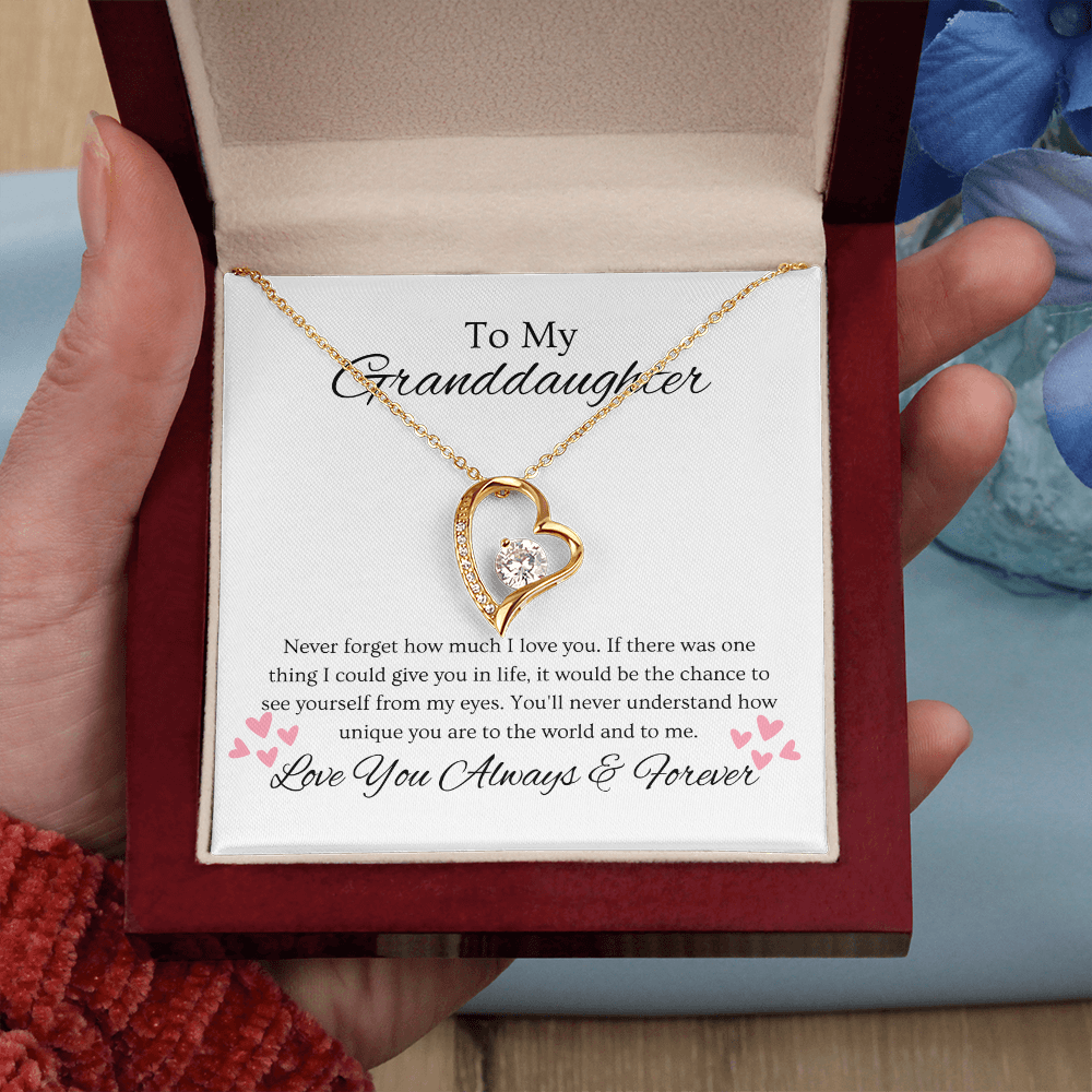 Granddaughter, Never Forget  Heart Necklace -0004