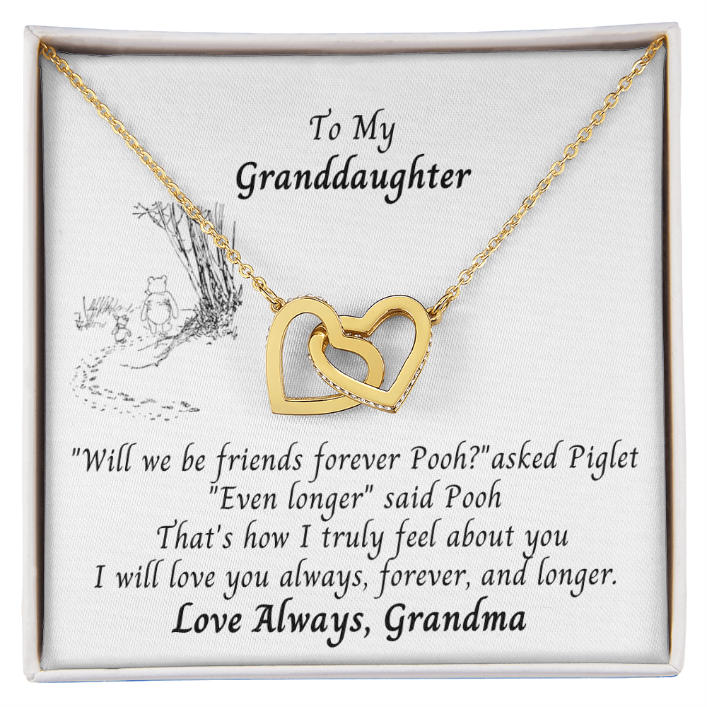 To Granddaughter Pooh Bear Hearts Necklace