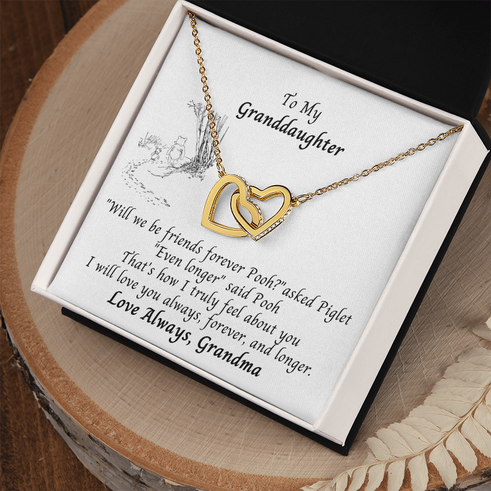 To Granddaughter Pooh Bear Hearts Necklace
