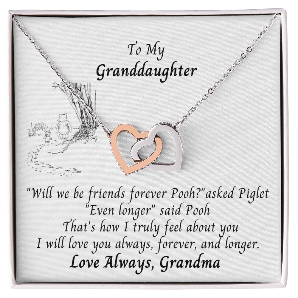 To Granddaughter Pooh Bear Hearts Necklace