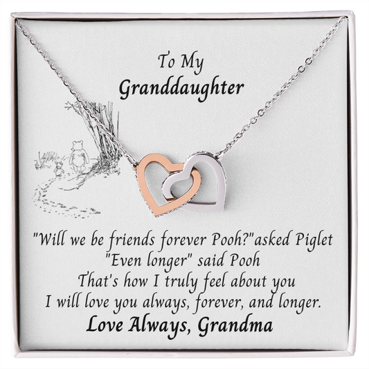 To Granddaughter Pooh Bear Hearts Necklace
