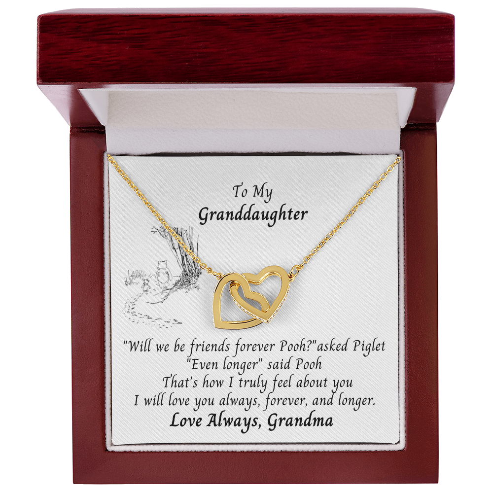 To Granddaughter Pooh Bear Hearts Necklace