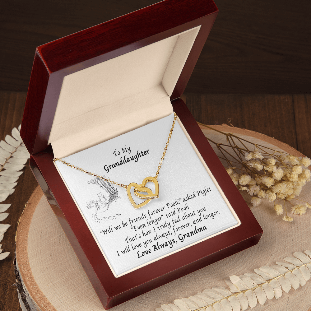To Granddaughter Pooh Bear Hearts Necklace