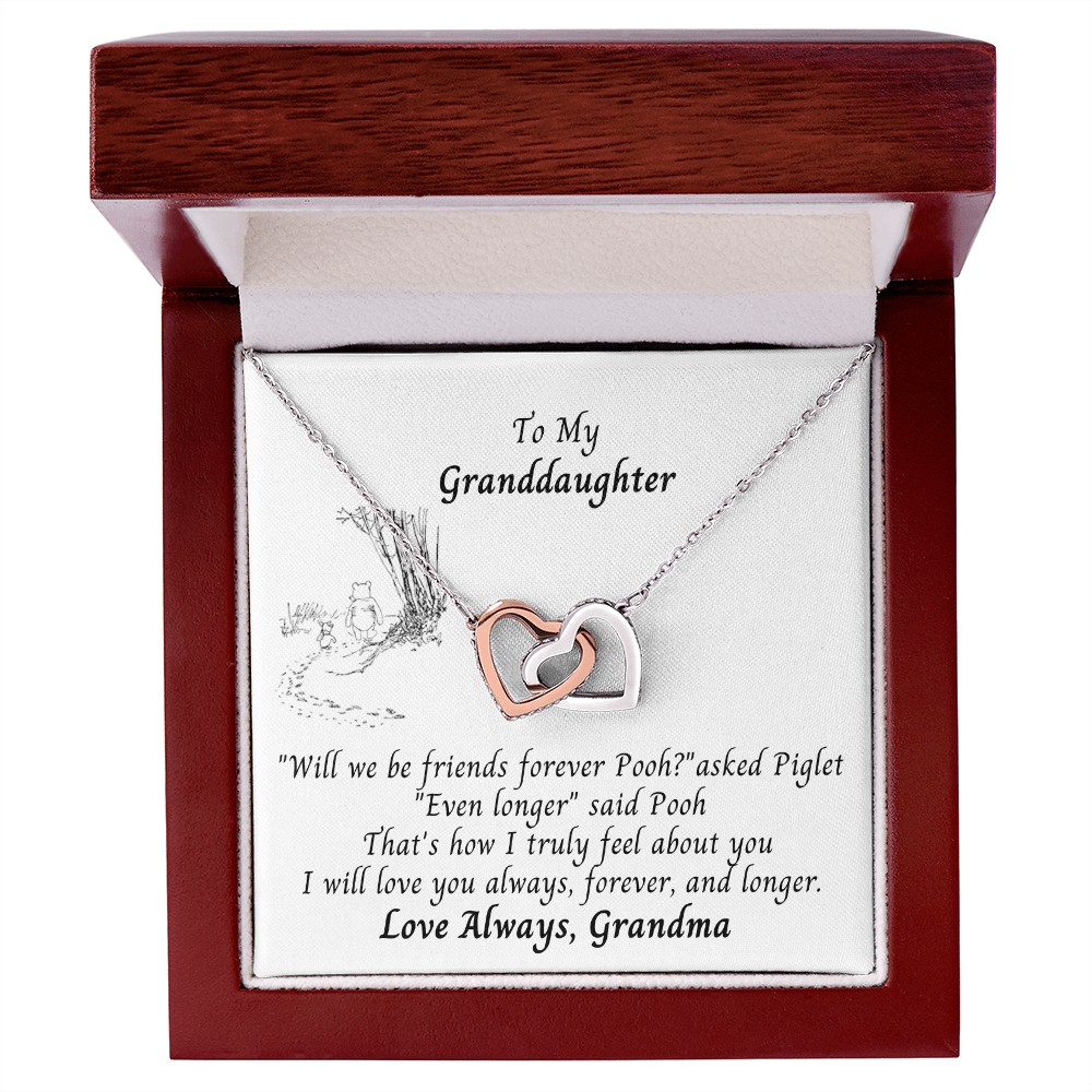 To Granddaughter Pooh Bear Hearts Necklace