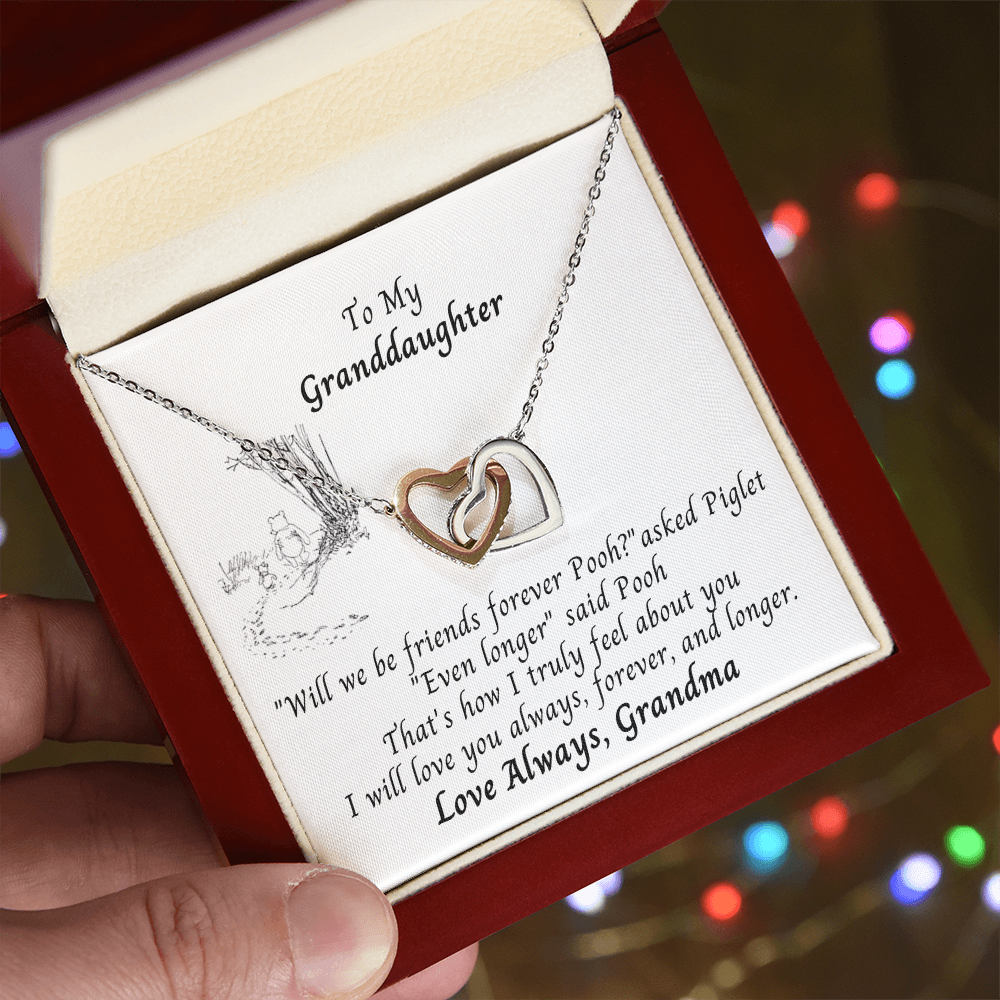 To Granddaughter Pooh Bear Hearts Necklace
