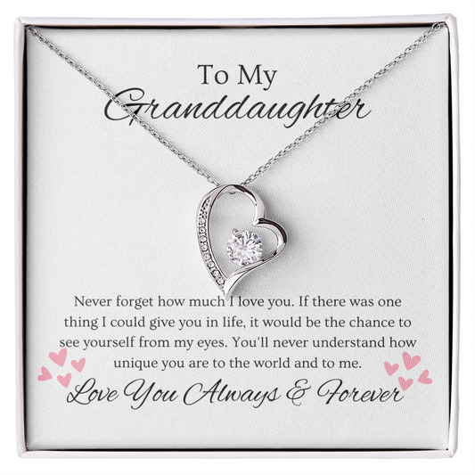 Granddaughter, Never Forget  Heart Necklace -0004