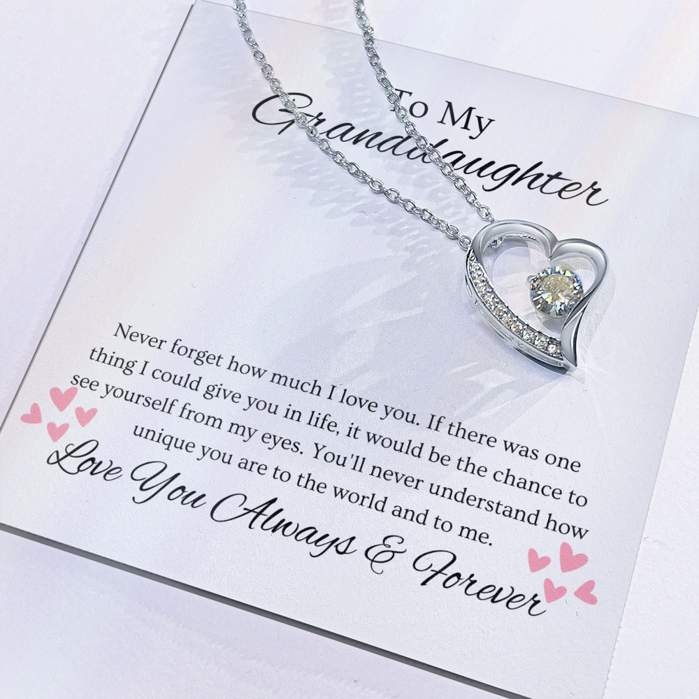 Granddaughter, Never Forget  Heart Necklace -0004